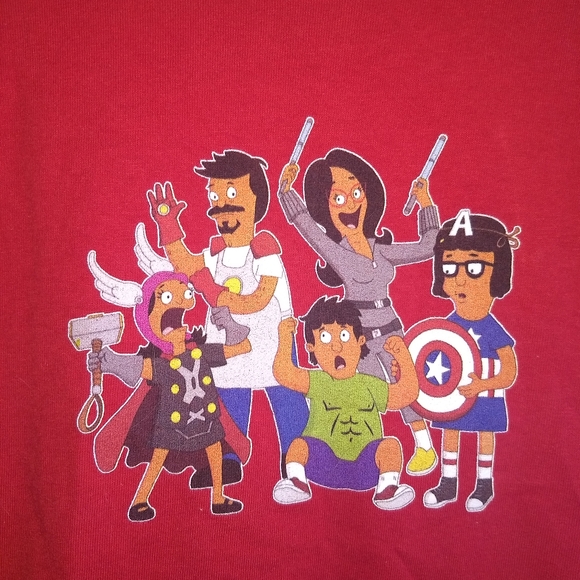 BOBS BURGERS x AVENGERS KIDS T-SHIRT -- Teepublic Funny Pop Tee Shirt -- Medium - Picture 5 of 6